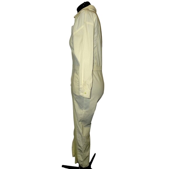 Vintage SAINT GERMAIN Corduroy JUMPSUIT Ladies 44 Pale Yellow Zip-Up Coveralls - Picture 4 of 6